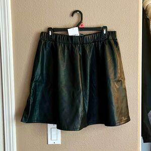 NWT! Forever 21 Black Pleather Mini Skater Skirt